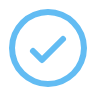 Blue checkmark inside a blue circle, indicating confirmation or approval.