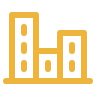 Illustration of yellow and black buildings with windows
