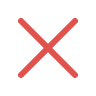Red X mark on a white background.