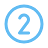 Blue number 2 inside a blue circle with a black background