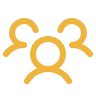 Icon of three people with overlapping outlines in gold color