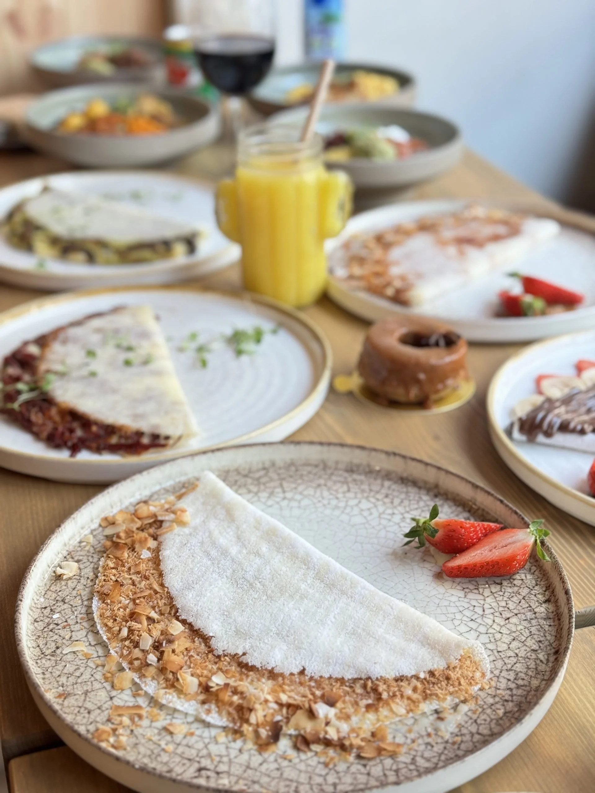 Plates with an assortment of tapioca crepes