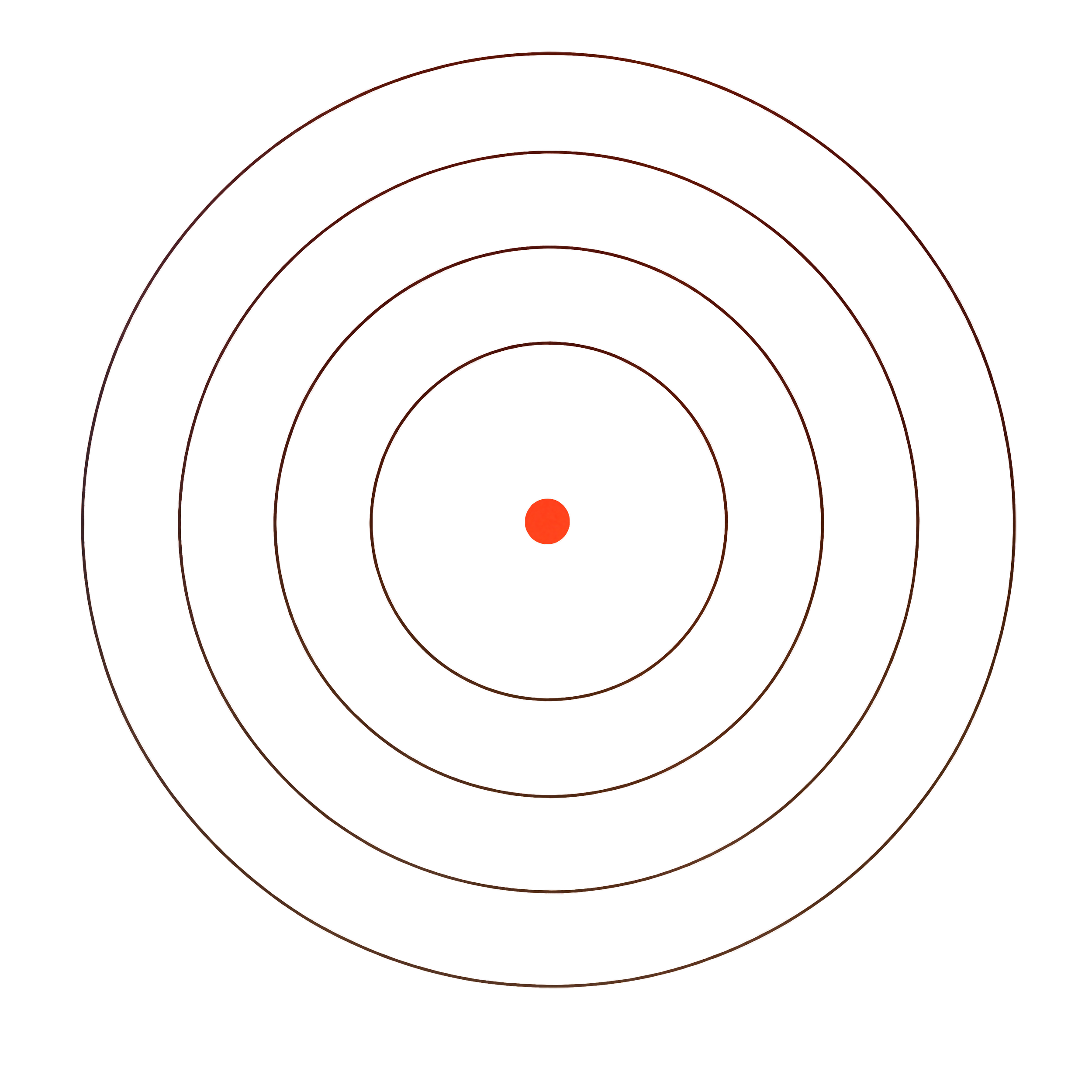 Concentric circles with orange centers on a black background.