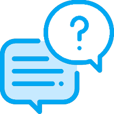 Two speech bubbles, one with a question mark inside, indicating a question or inquiry.