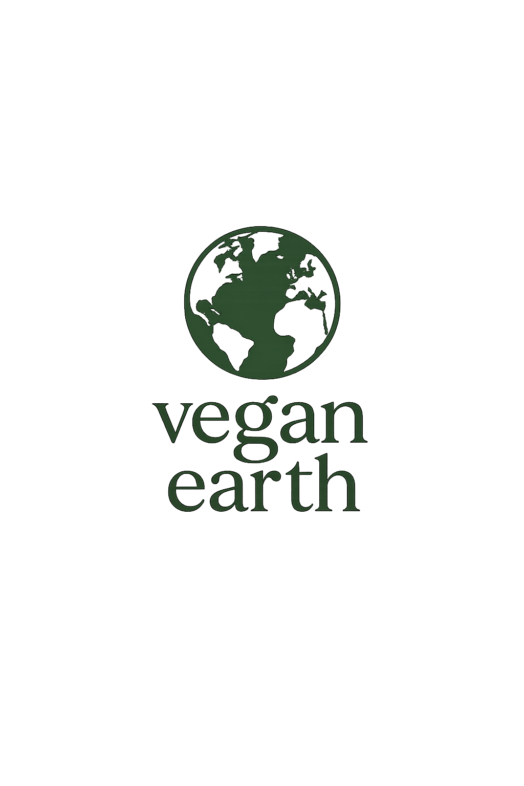 Green illustration of a globe with the words "vegan earth" underneath.