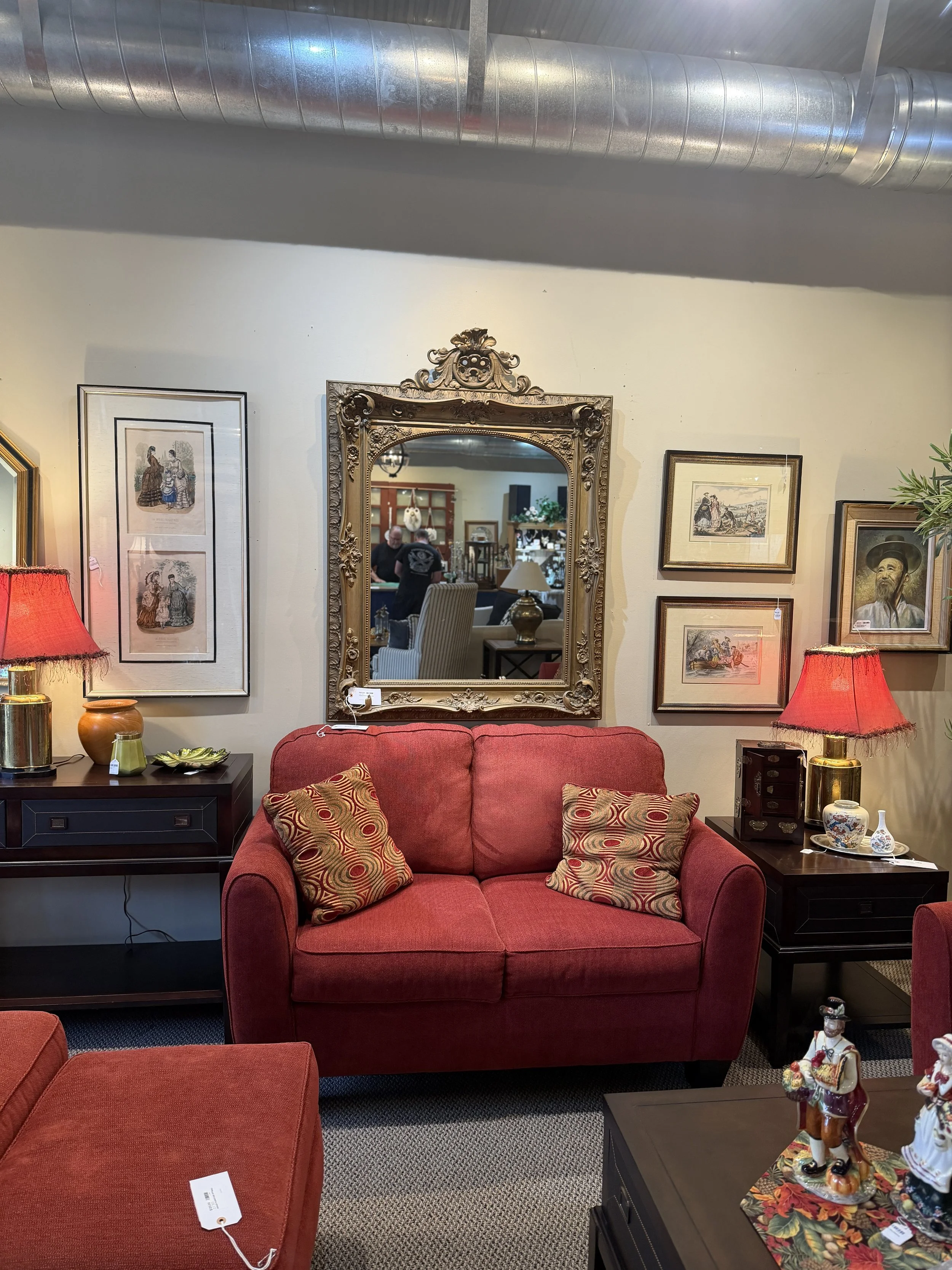Ashley Furniture Loveseat $320 Large French Style Mirror $850