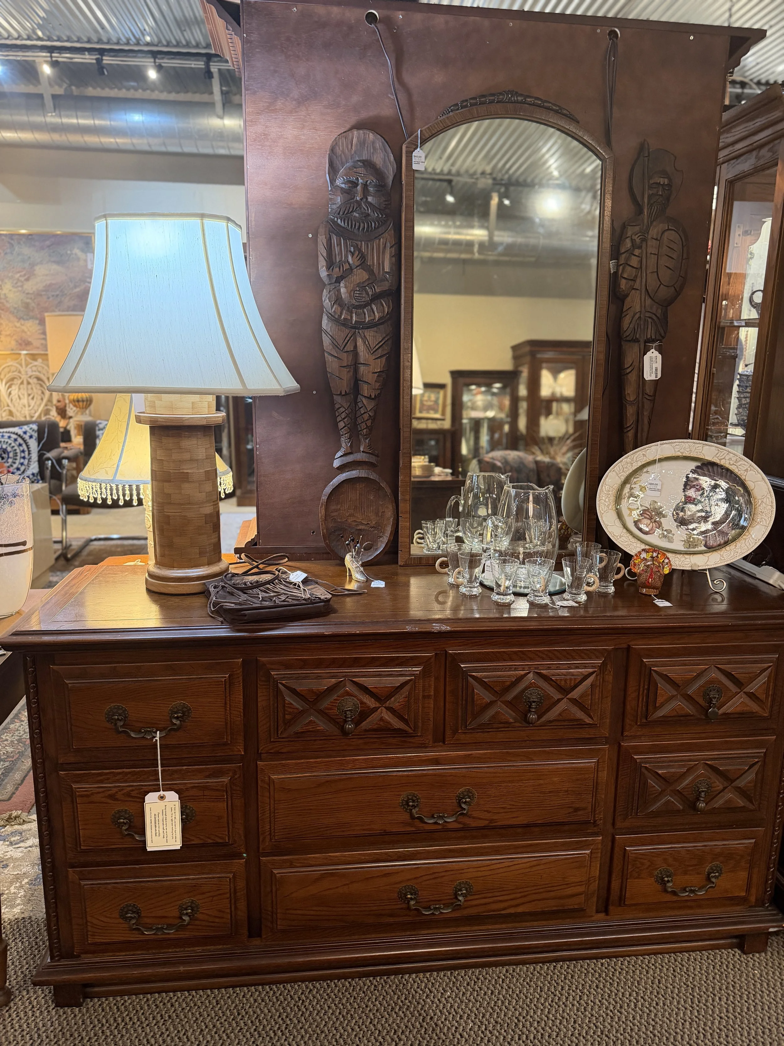 Young Hinkle Oak Lowboy Dresser $250