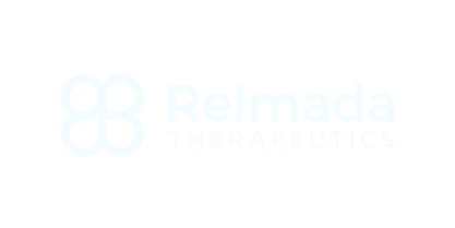 Relmada Therapeutics logo with stylized 'R' and 'B' design on black background