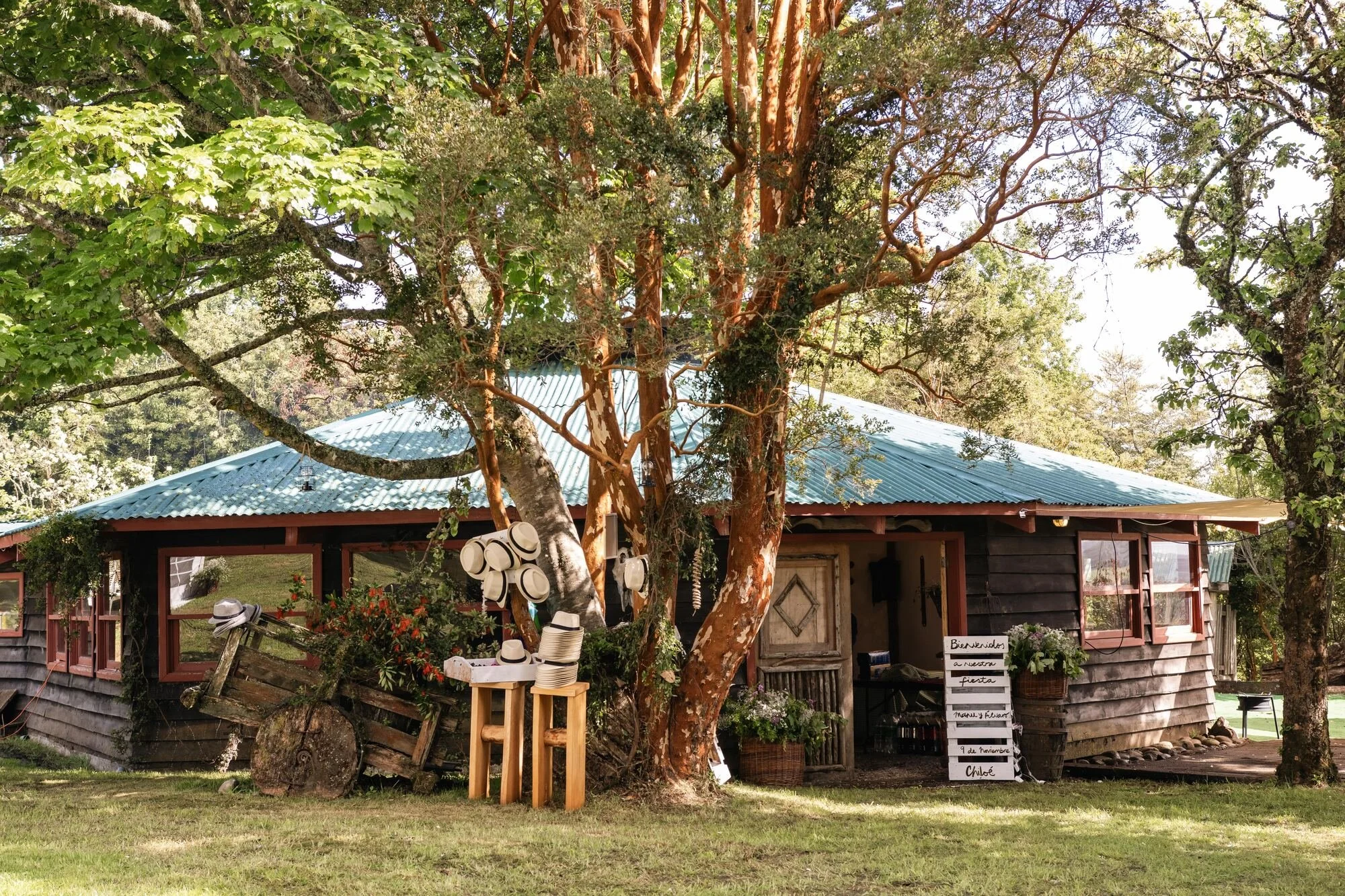Casa de madera del hotel en Quilquico, lugar de la celebración en Castro, Chiloé	