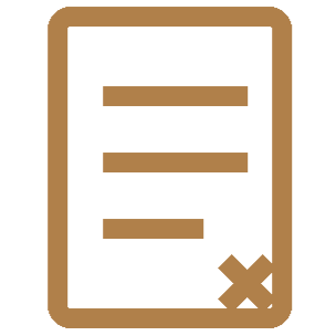 Icon of a document with a checkmark and an 'X' at the bottom right corner.