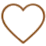 A heart-shaped outline in a rose gold color on a white background.