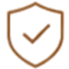 A shield emblem with a check mark in the center.