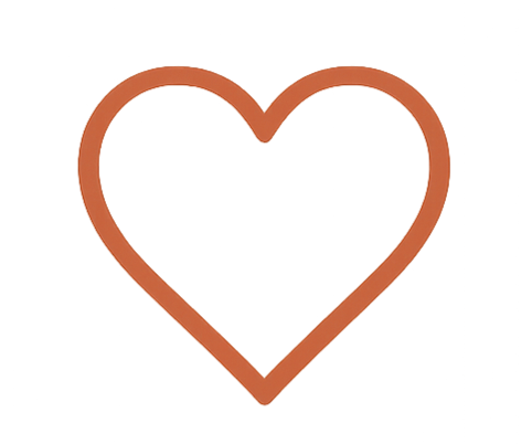 A simple, open, empty heart outline in brown color.