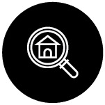 Magnifying glass over a house icon