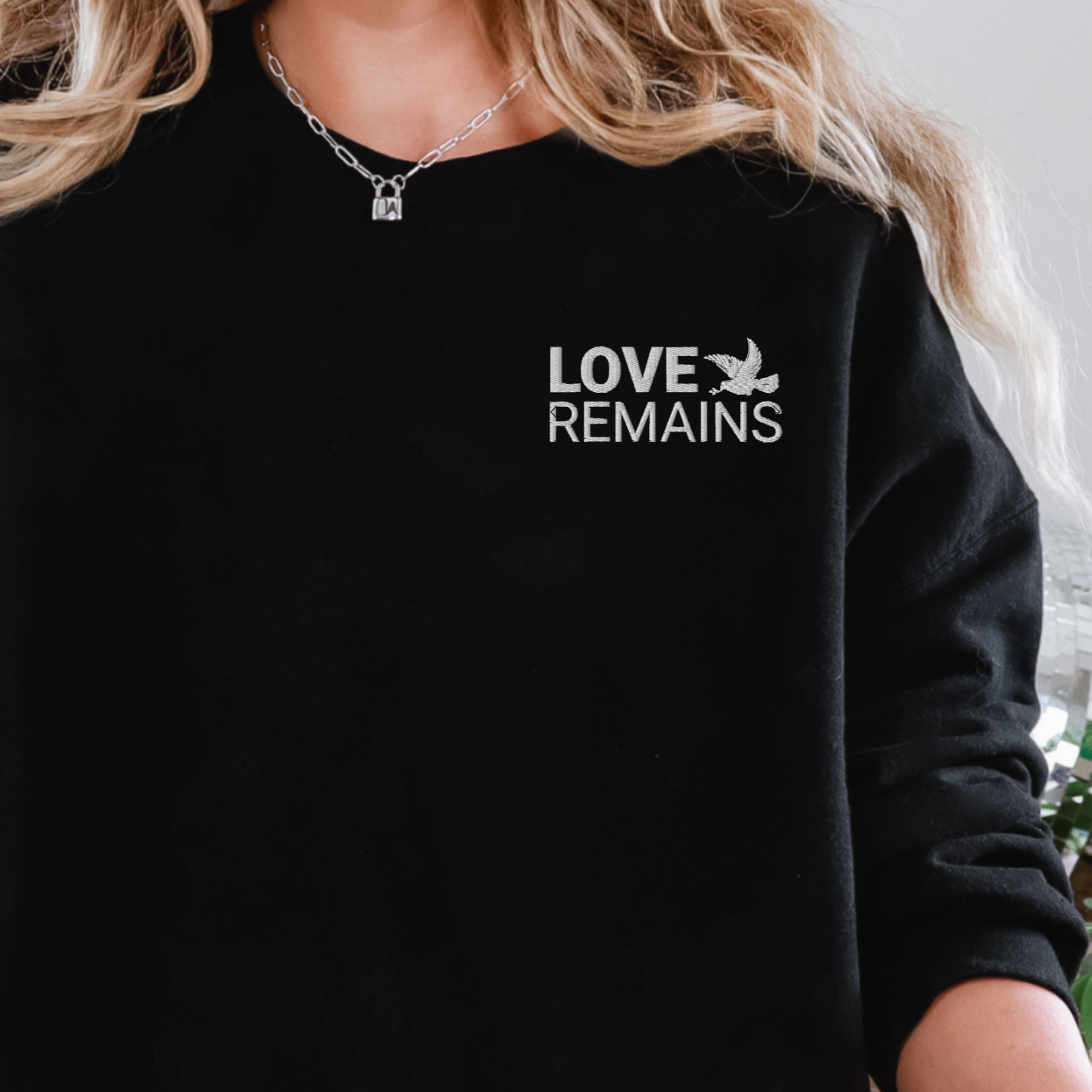 Love Remains | Embroidered Heavyweight Crewneck Sweatshirt