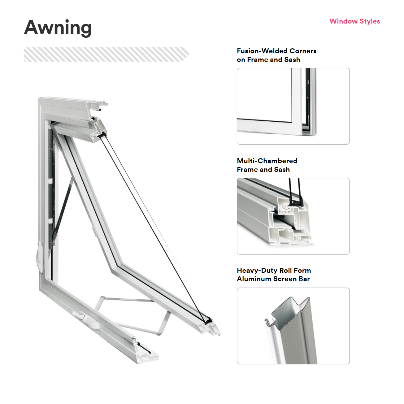 KV custom awning windows with specifications for bruce county homes