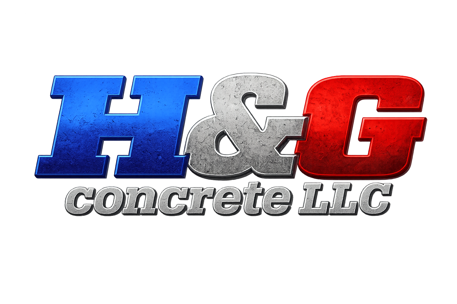 Logo of H&C Concrete LLC with the letters H and C in blue and red respectively, and a gray ampersand in the middle, with the company name underneath.