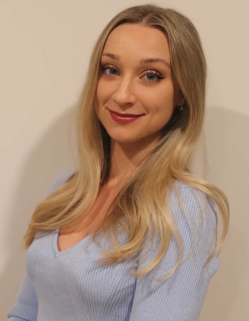 Kaley Dewey MS, RDN, CDN. Registered Dietitian. Eating disorder, gut health, and GI nutrition specialist. A young woman with blonde hair, smiling. Buffalo's #1 eating disorder dietitian.