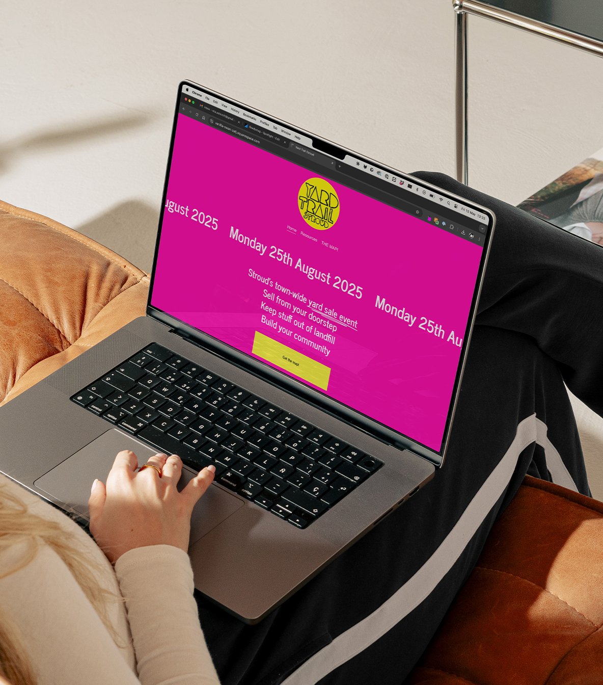 Stroud's Yard Trail homepage displayed on a Mac desktop