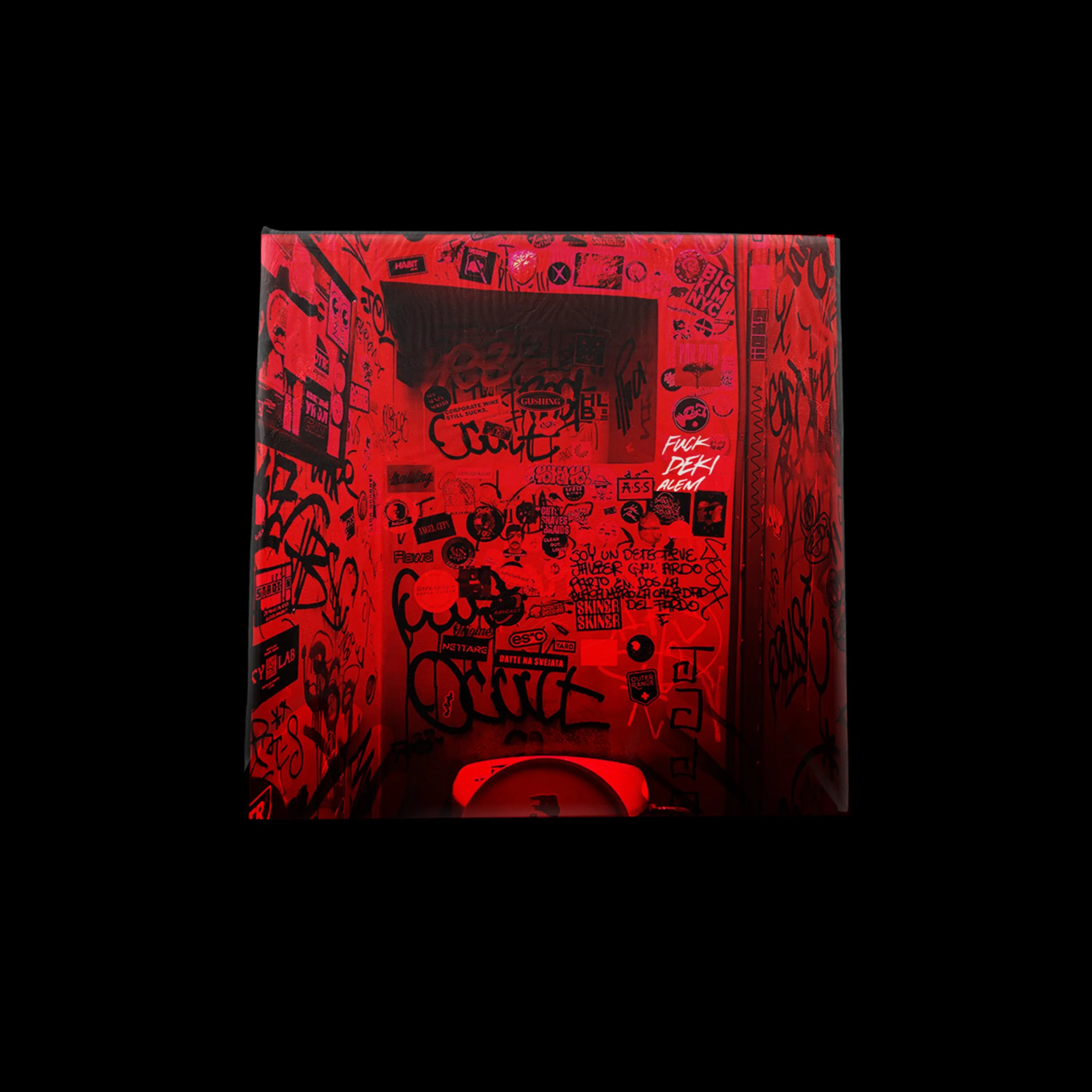 Design of Deki Alem album vinyl sleeve in plastic casing