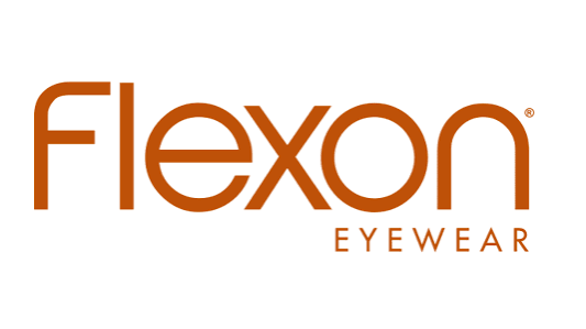 Flexon Eyewear logo in brown text on a white background.