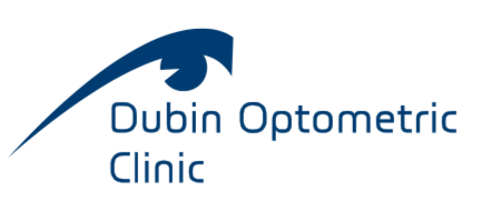 Logo of Dubin Optometric Clinic with a blue eye-shaped design and the clinic name in blue text.