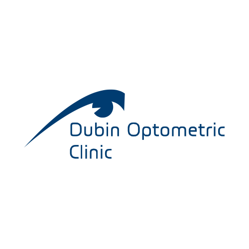 Logo of Dubin Optometric Clinic featuring an abstract eye shape in blue with the clinic's name.