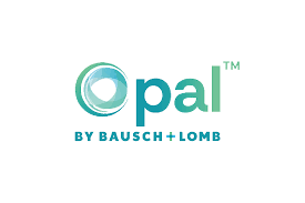 Logo with stylized circular design and the text 'opál' and 'BY BAUSCH + LOMB'