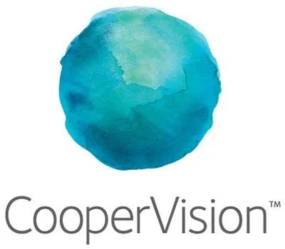 Watercolor style logo of a blue and green planet Earth with "CooperVision" written below it.