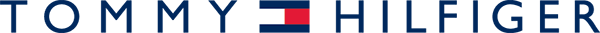 Close-up of the Tommy Hilfiger logo with the brand name in navy letters and a red, white, and blue flag emblem.