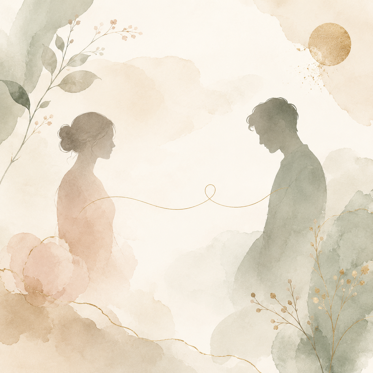 Silhouettes d'un homme et d'une femme face à face,  symbolisant les difficultés relationnelles et les liens d'attachement.
