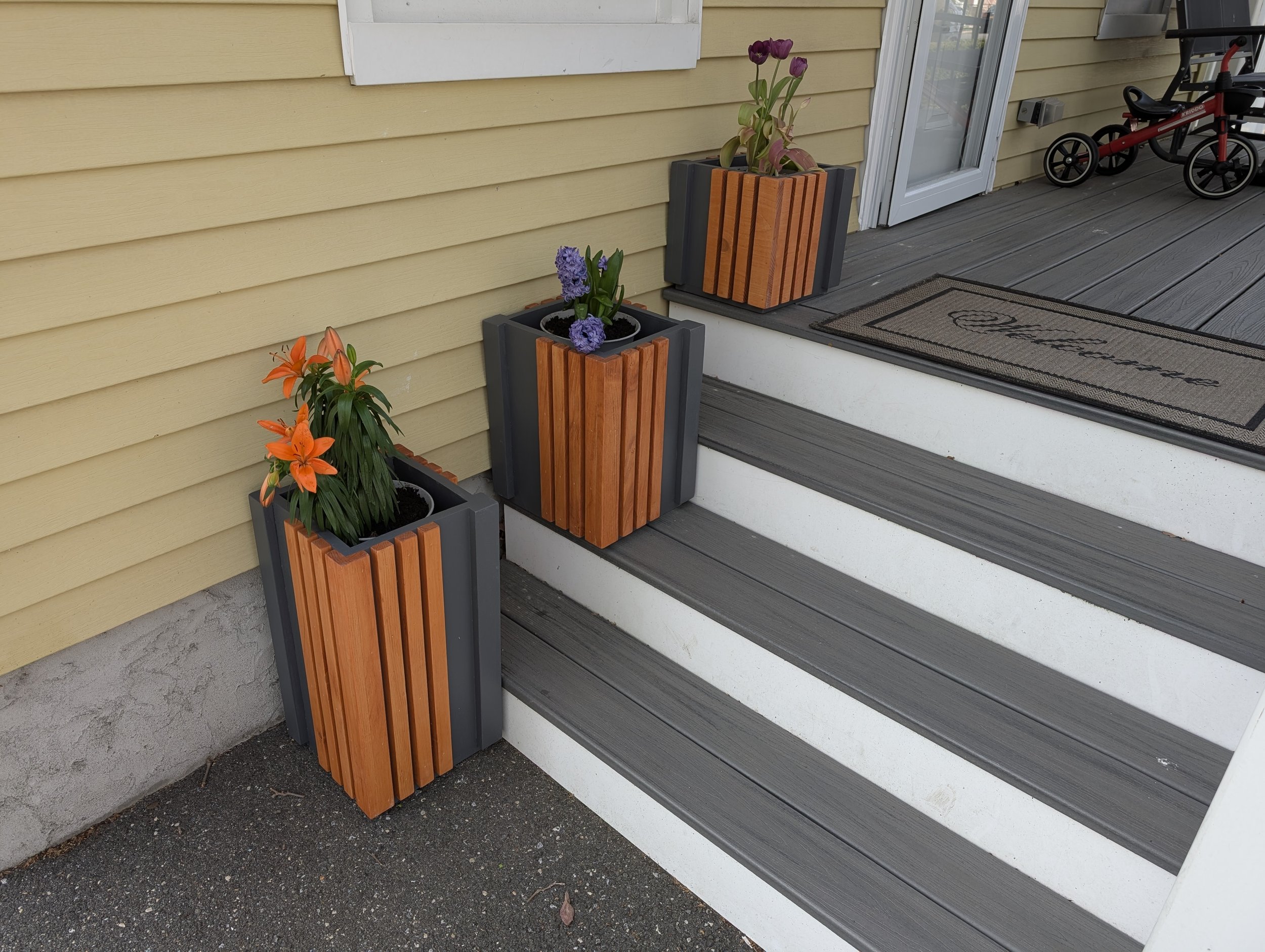 Modern Wood & Slate Planters
