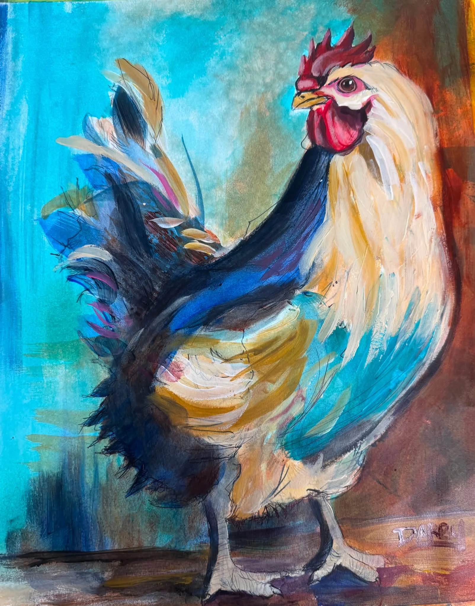 BECOME

I started painting a chicken.

Somewhere along the way, a rooster showed up. 😂

That&rsquo;s one of the things I love about creating. You can begin with an idea of what something is supposed to be, and then somewhere in the process it takes 
