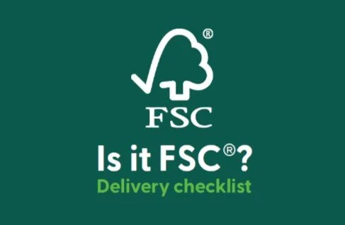 FSC logo with text 'Is it FSC? Delivery checklist' on a green background.