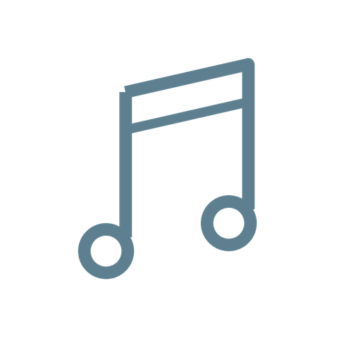 Outline of a musical note with a rectangular flag, stylized as a music symbol.