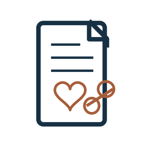Illustration of a medical or prescription document with a heart and an infinity symbol.