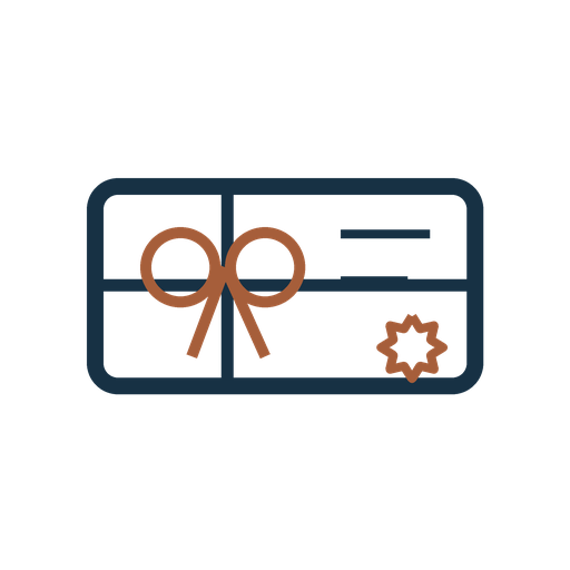 Gift card with a ribbon and bow, and a seal or stamp