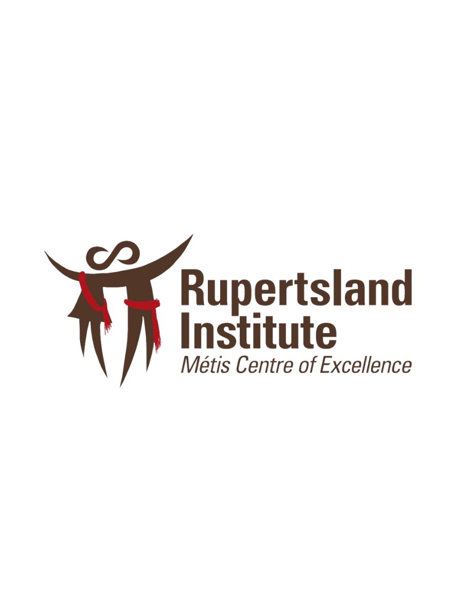 Logo for Rupert's Land Institute featuring a stylized person with raised arms, wearing a red scarf, with the text "Rupert's Land Institute" and the tagline "Mets Centre of Excellence".