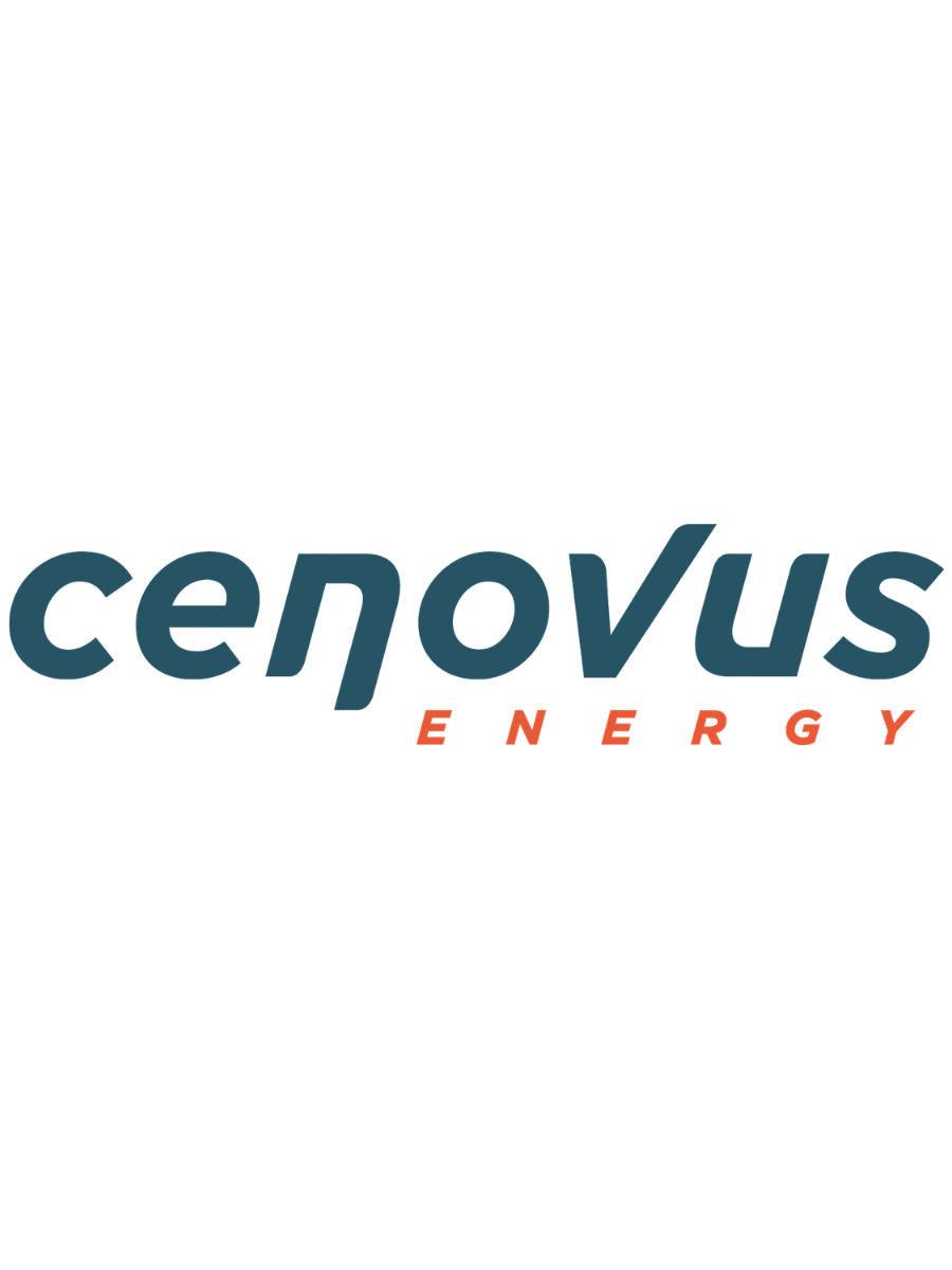 A logo for Cenovus Energy with stylized text and a star symbol.