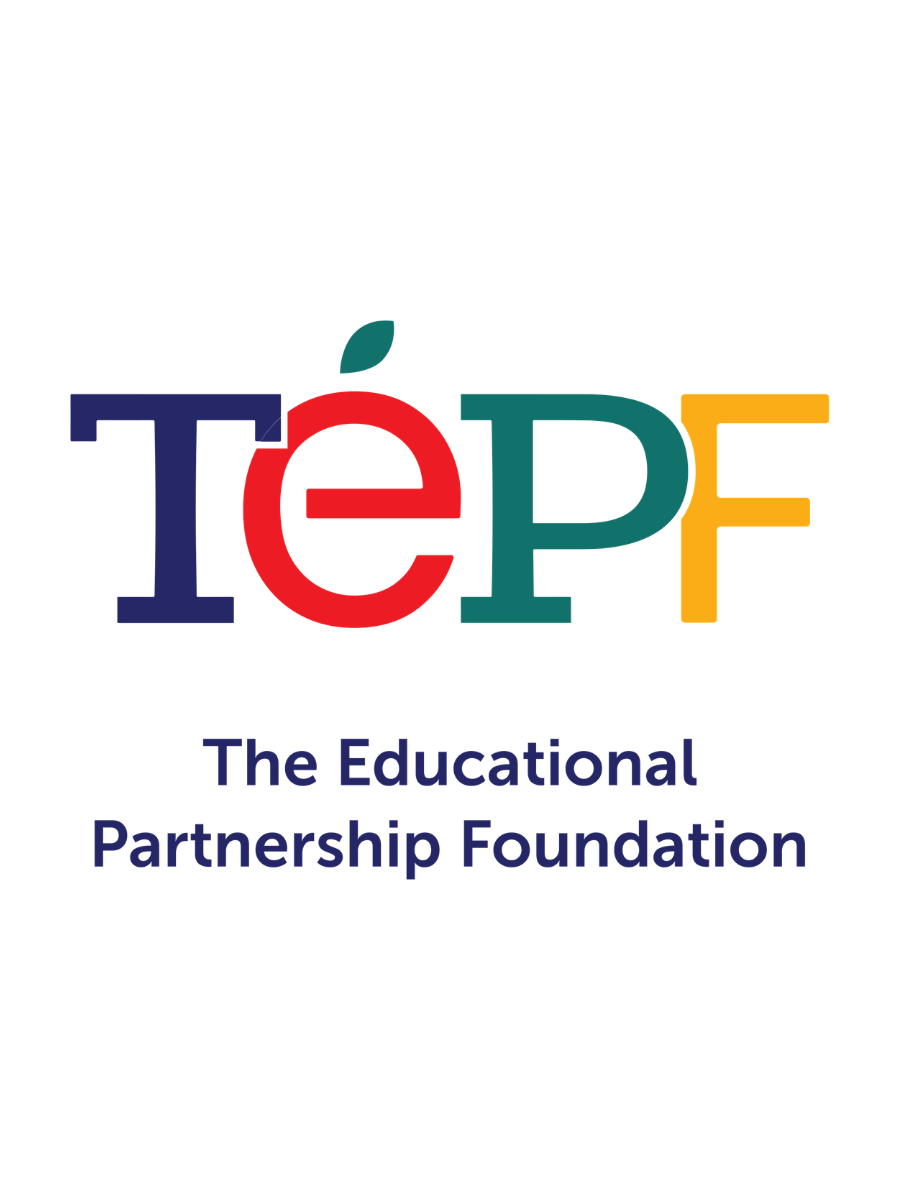 Logo for the Educational Partnership Foundation with colorful letters TEF and the full name written below in blue.