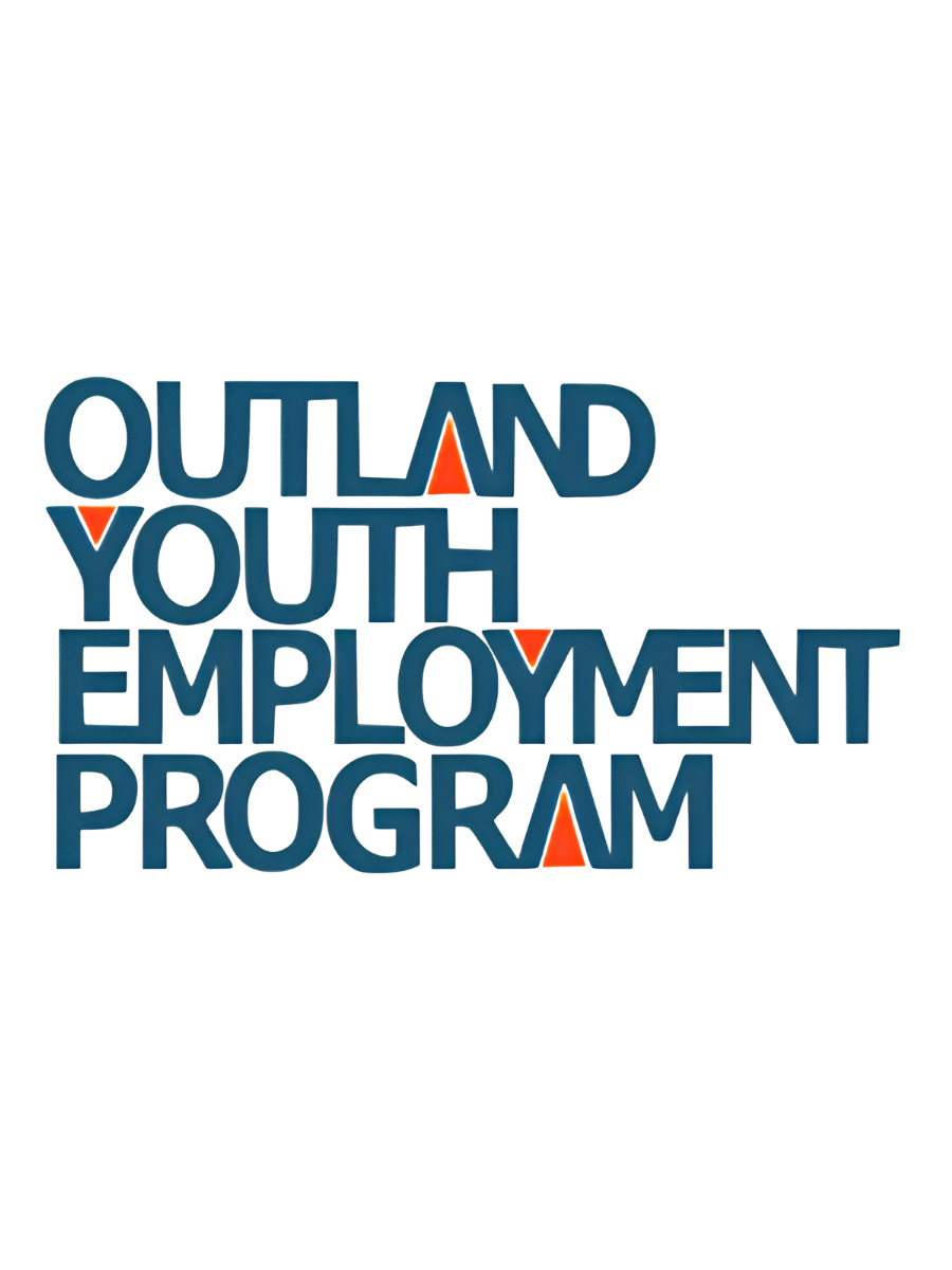 3D text reading 'Outland Youth Employment Program' with colorful accents on a black background.