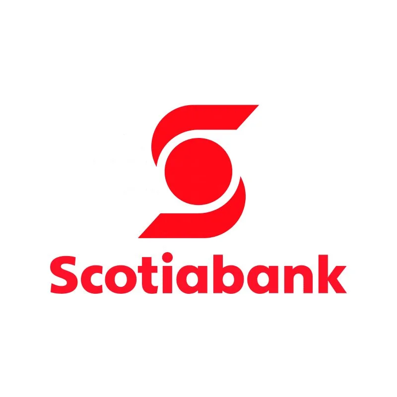 Scotiabank logo in red with stylized 'S' and the word 'Scotiabank' below it.