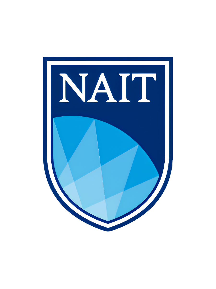 NAIT logo featuring a dark blue shield with light blue geometric shapes and the letters 'NAIT' at the top.