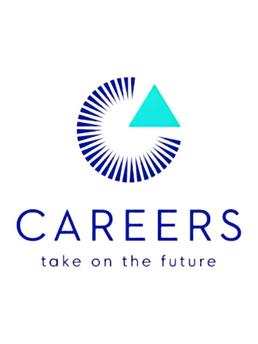 Logo for Careers with a pie chart, a triangle, and the tagline 'take on the future'.