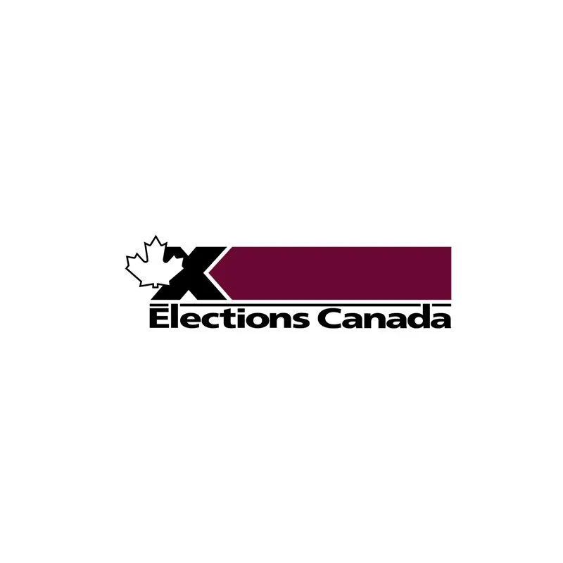 Logo for Elections Canada featuring a stylized Canadian maple leaf and bold text.