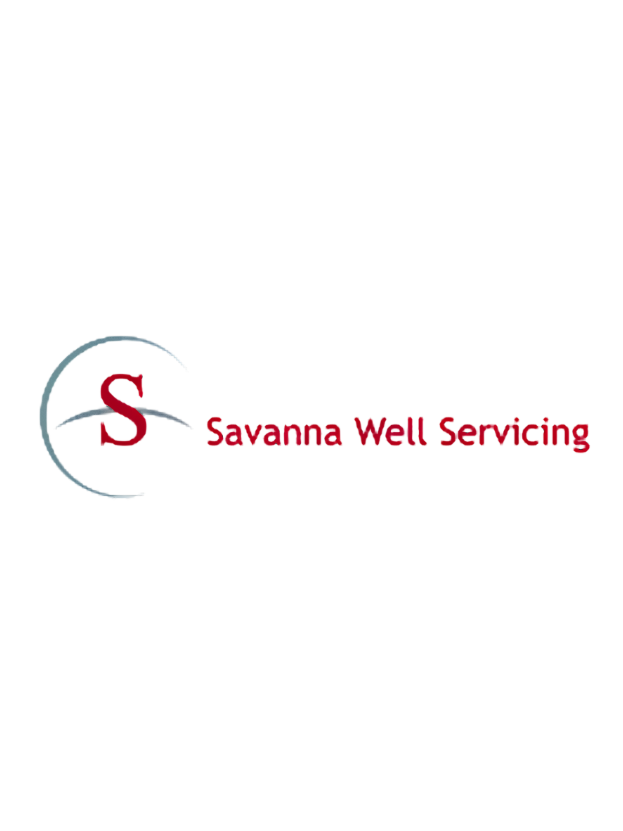 Logo for Savannah Well Servicing with a stylized 'S' inside a gear, and the company name in red text.