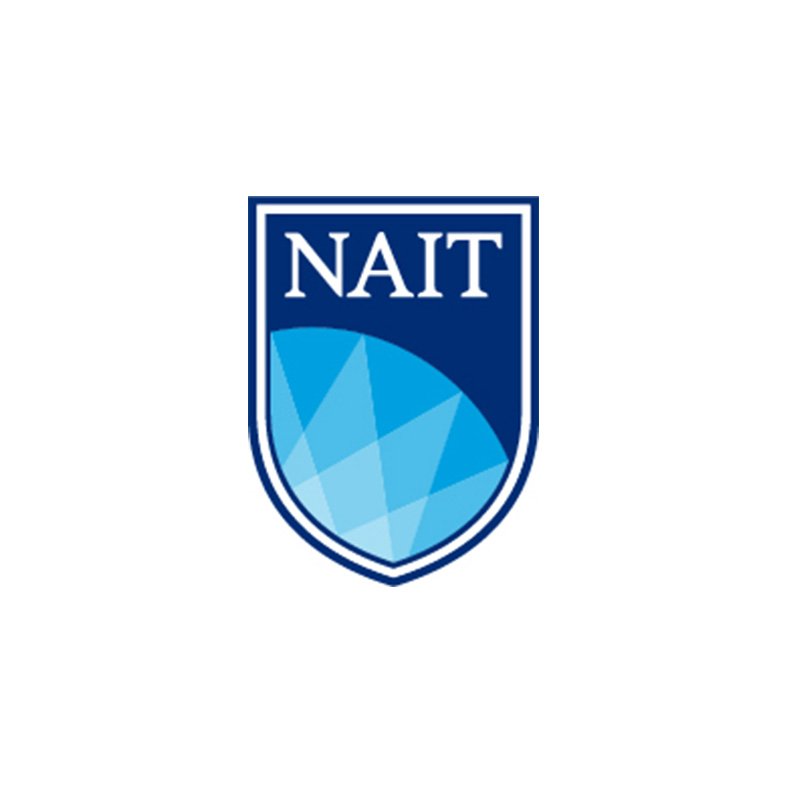 NAIT logo with shield shape and blue geometric design