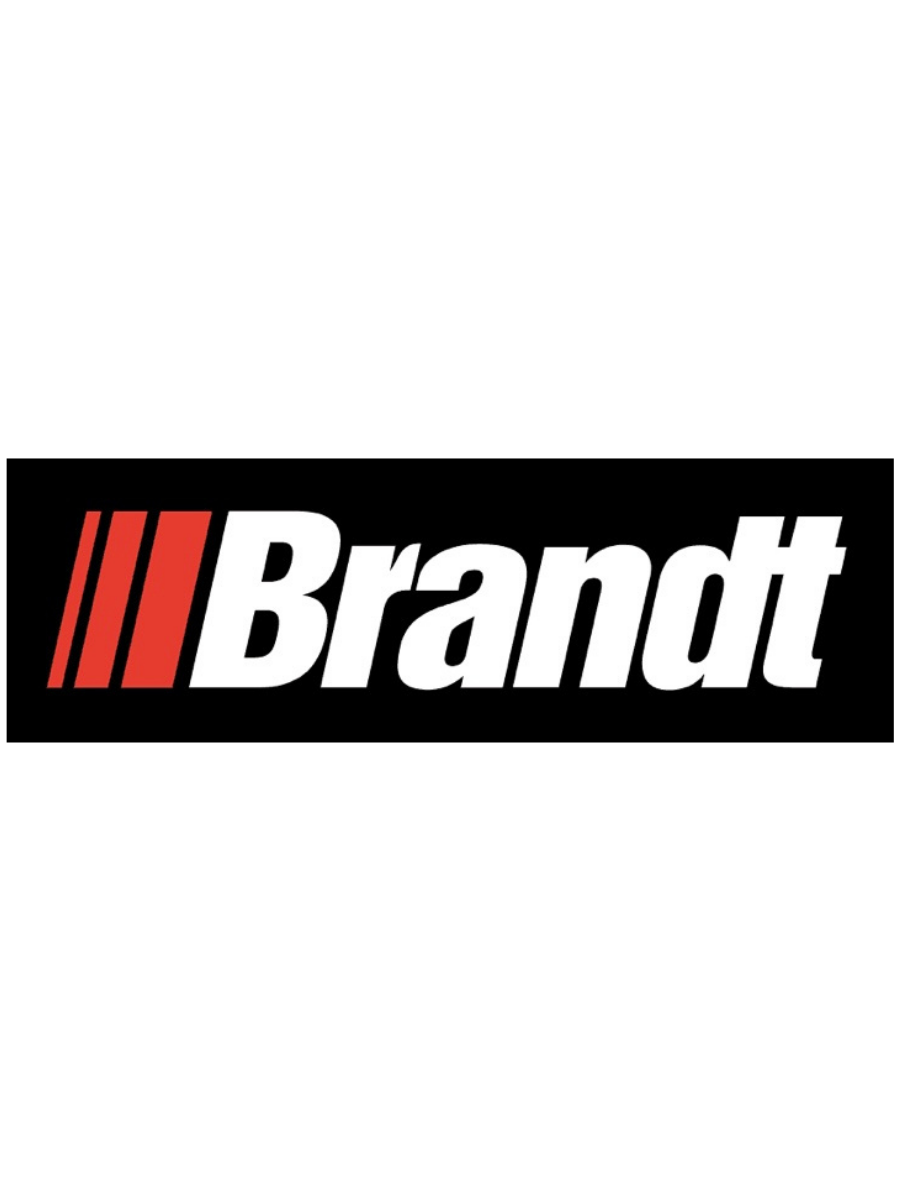 A black background with a logo that reads 'Brand' in white, italicized text with three red diagonal stripes to the left of the name.