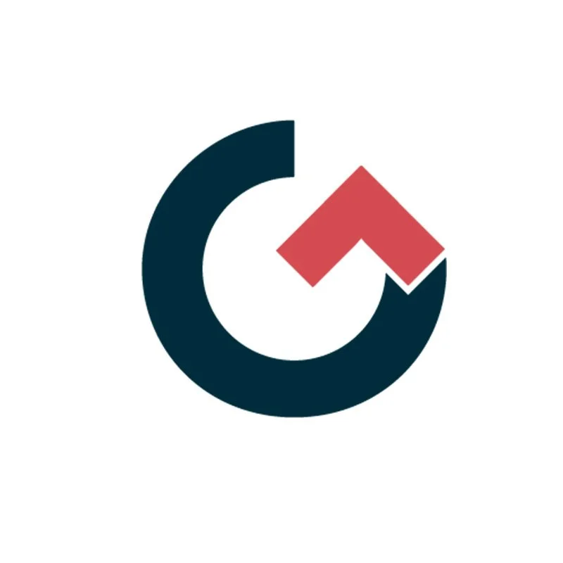 Logo featuring a stylized circular arrow with a red upward arrow inside.