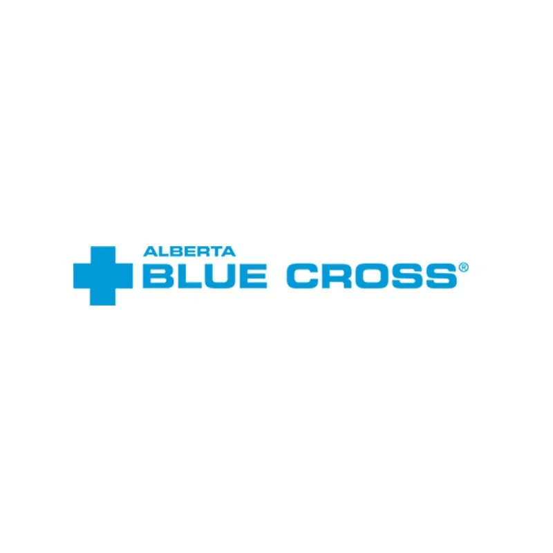 Alberta Blue Cross logo with a blue medical cross and text in blue.